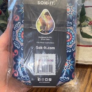 Sok-It Blue Paisley Can Sleeve floral burst 16 oz